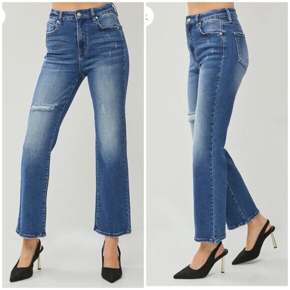 Risen Jeans Sz 28 High Rise Straight Slim Flare Ankle Jeans - RDP5711 - Picture 1 of 15